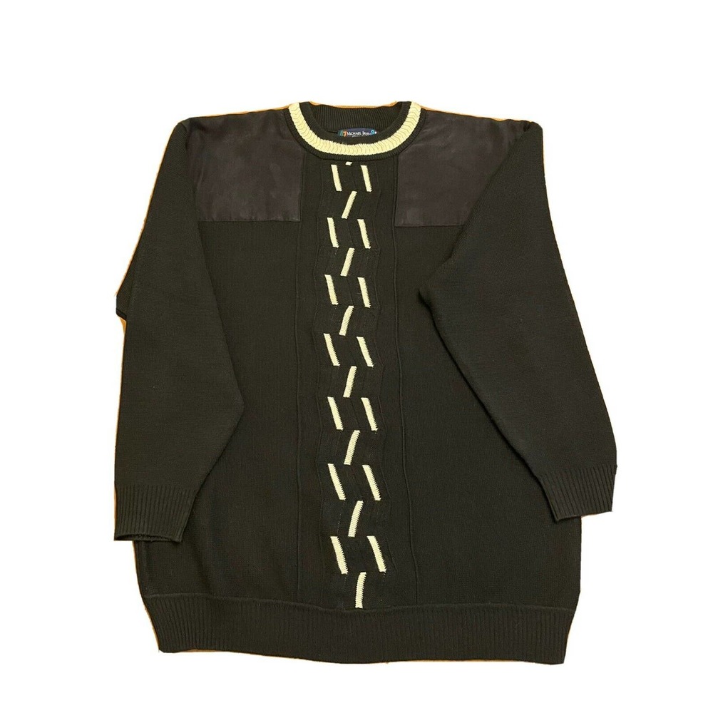 Michael Irvin 88 Mens Large Long Sleeve Suede & Acrylic Sweater Hipster